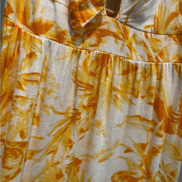 Express Yellow and White Sleeveless Ruffled Maxi Dress floral vacation whimsical - Picture 13 of 14